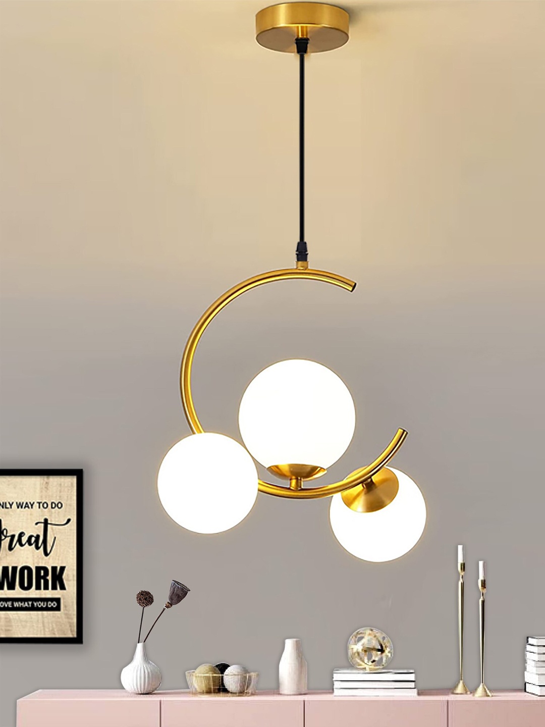 

Homesake White 3 Globe Frosted Glass Chandelier Hanging Pendant Lamp