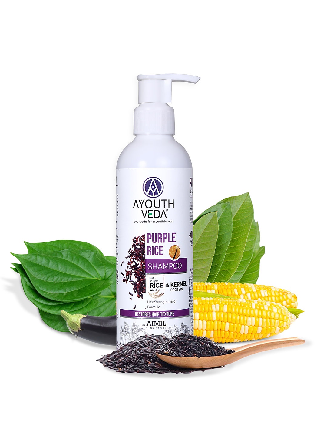 

AYOUTHVEDA Purple Rice Shampoo with Kernel Protein & Egg Plant - 200 ml, White