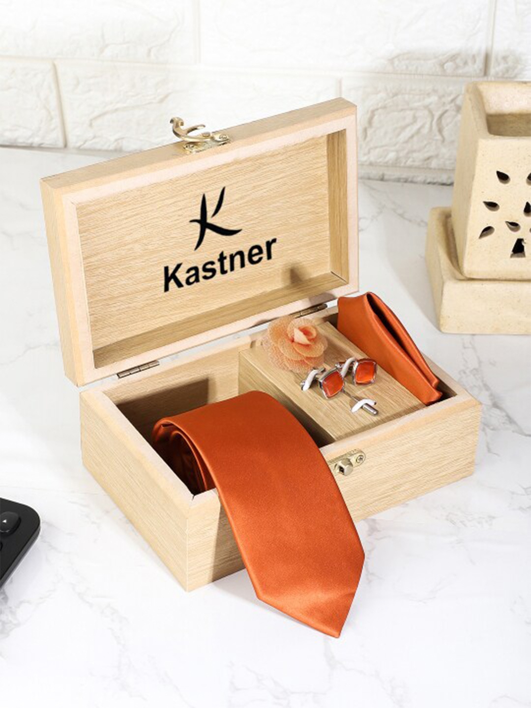 

Kastner Men Set Of 4 Accessory Gift Set, Orange
