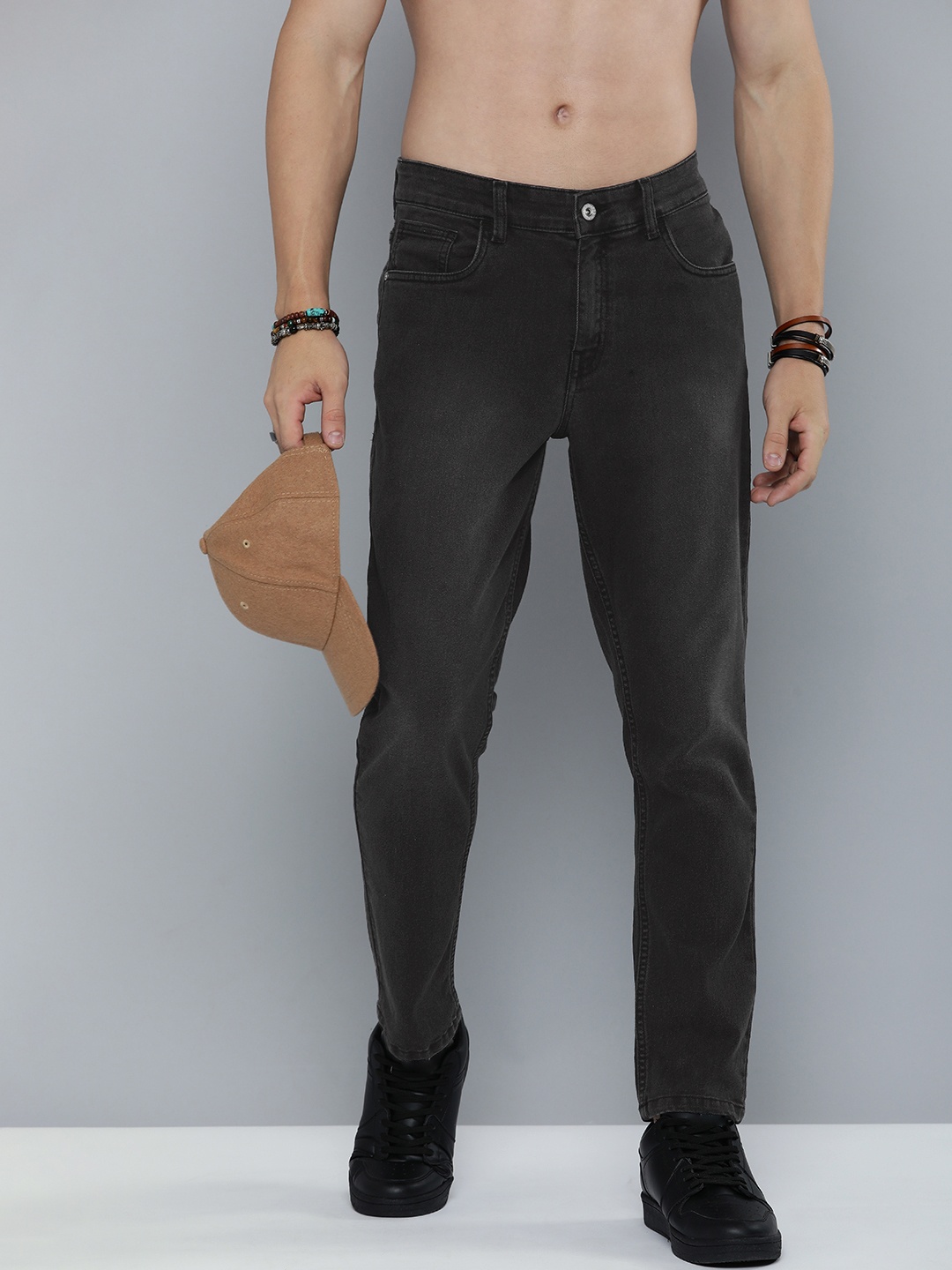 

R Code by The Roadster Life Co Men Micheal Slim Fit Light Fade Jeans, Black