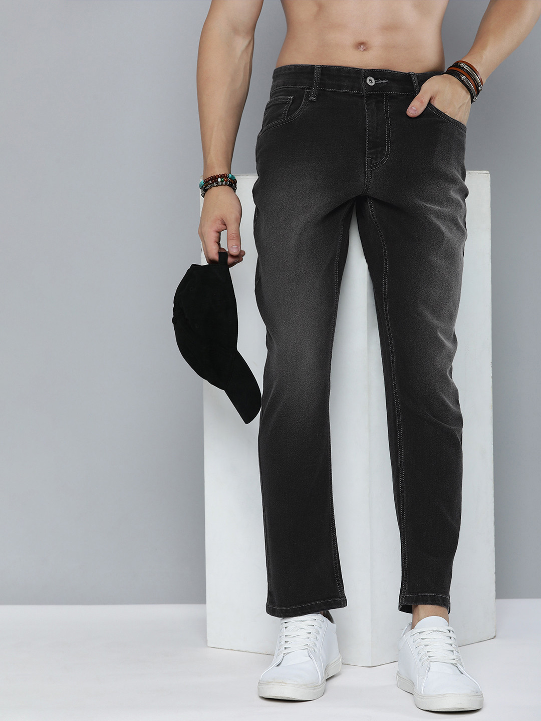 

R Code by The Roadster Life Co Men Micheal Slim Fit Light Fade Jeans, Grey