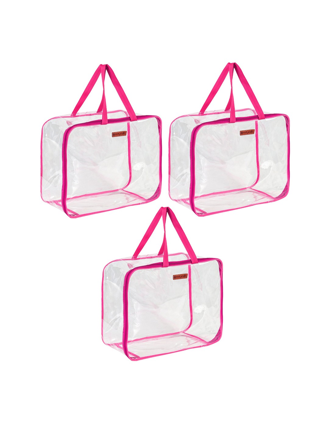 

prettykrafts Pink & Transparent 3 Pieces PVC Wardrobe Storage Multi-Utility Organisers