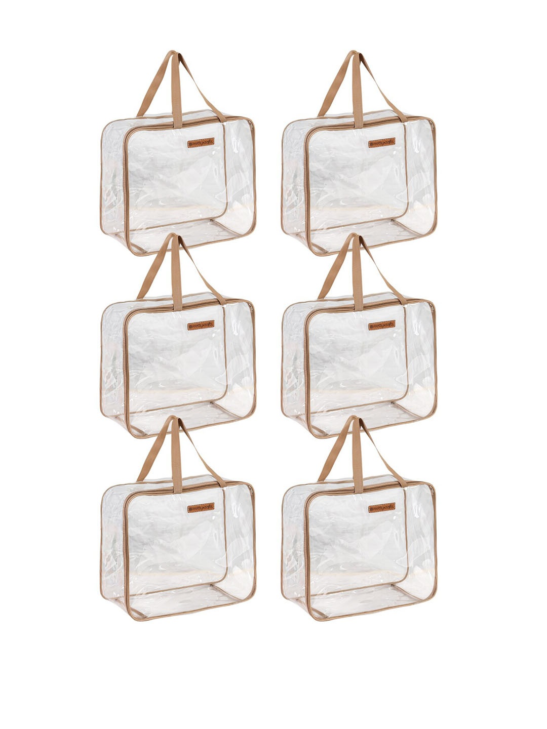 

prettykrafts Beige & Transparent 6 Pieces PVC Wardrobe Storage Organisers