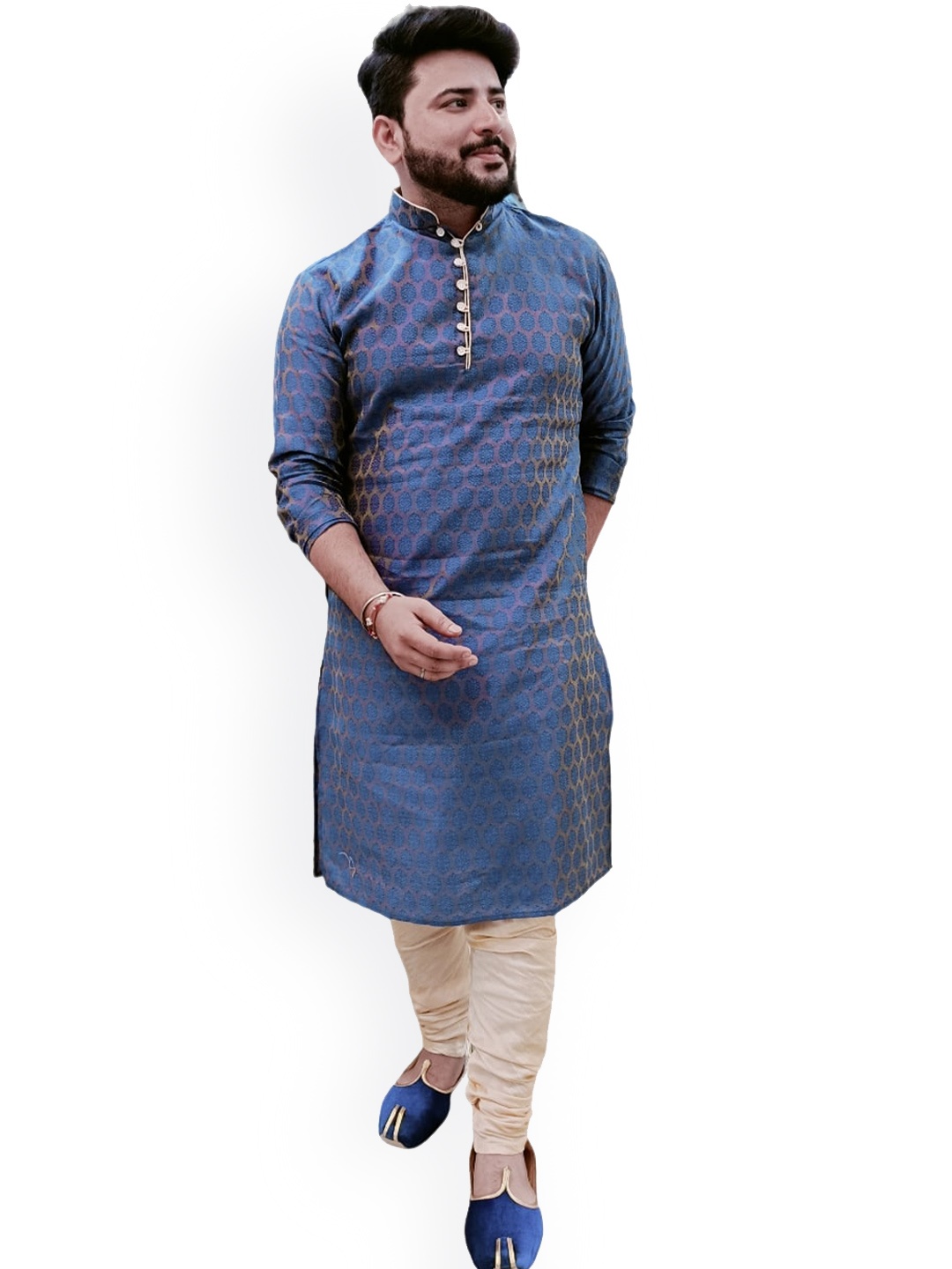 

Sydney Heights Men Ethnic Motifs Regular Kurta with Churidar, Blue