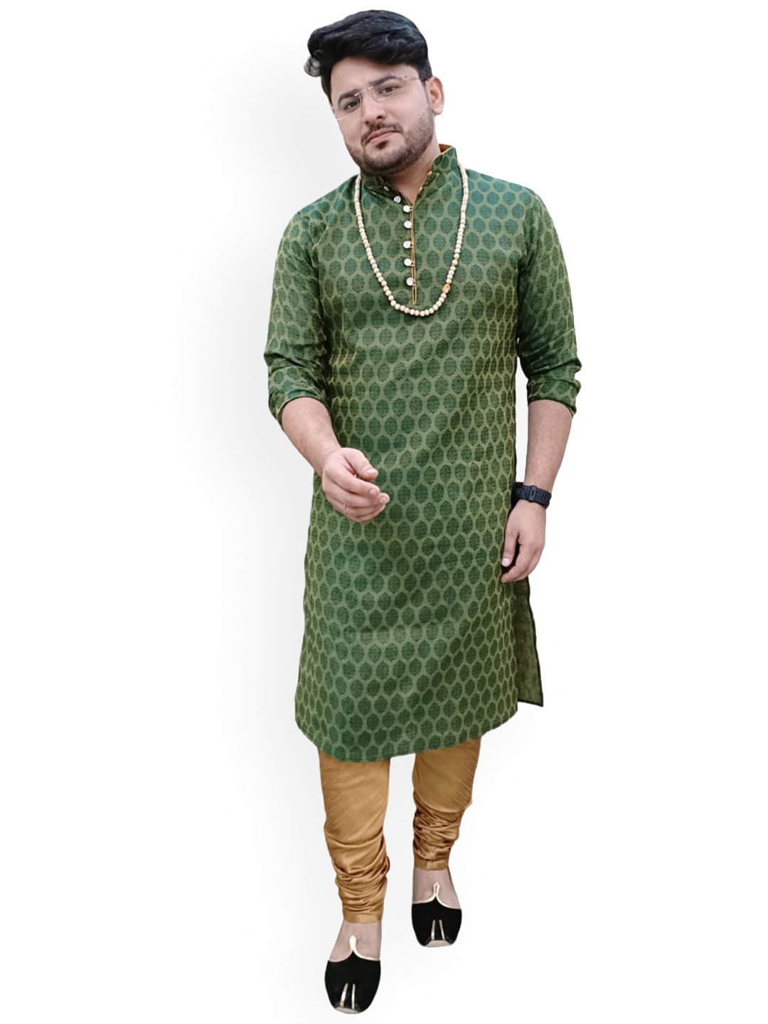 

Sydney Heights Men Ethnic Motifs Regular Kurta with Churidar, Green