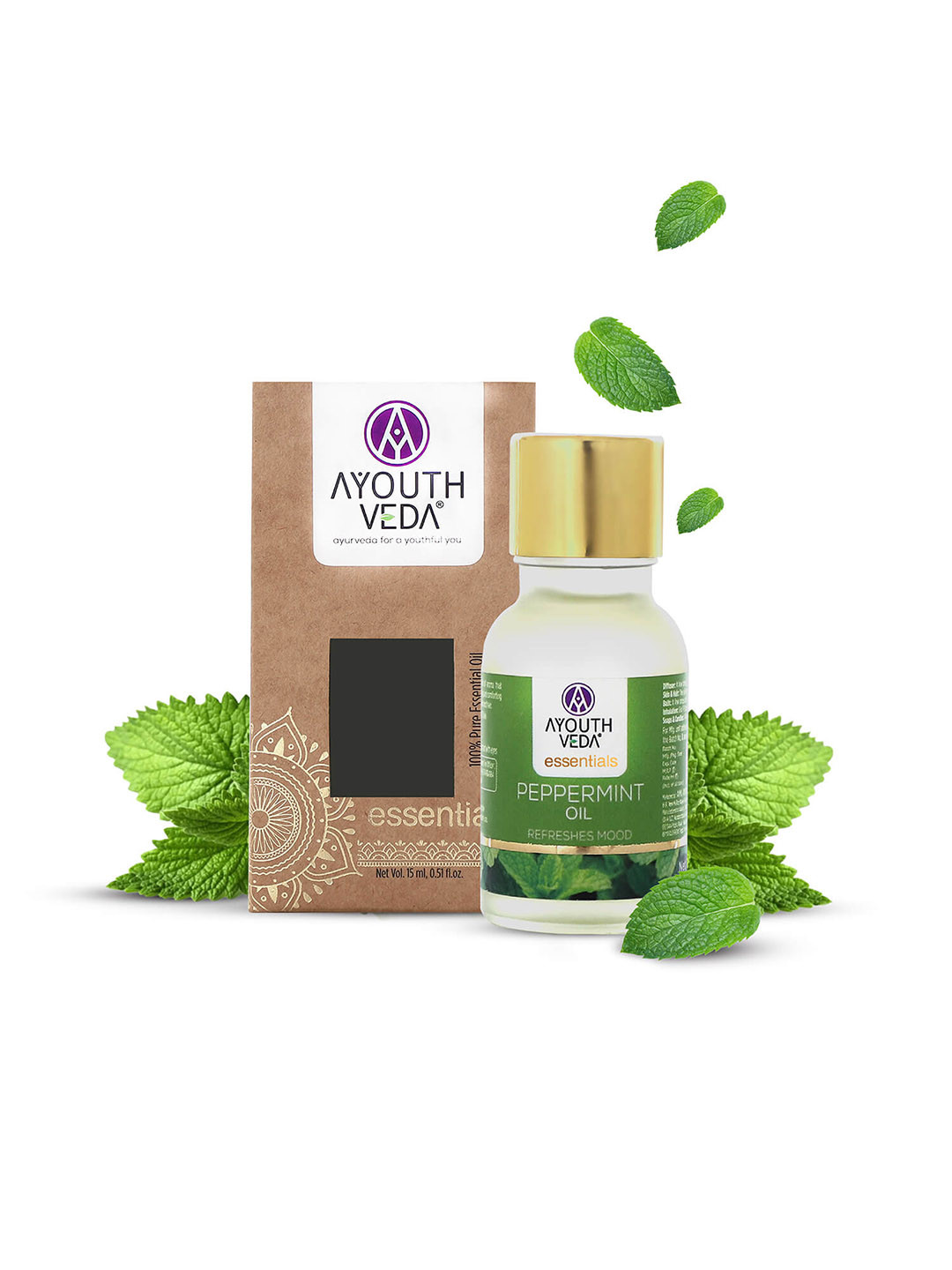 

AYOUTHVEDA 100% Pure & Natural Peppermint Essential Oil for Skin & Hair - 15ml, White