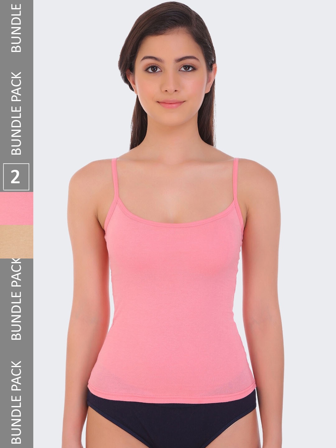 

POOJA RAGENEE Pack of 2 Non Padded Pure Cotton Camisole, Nude