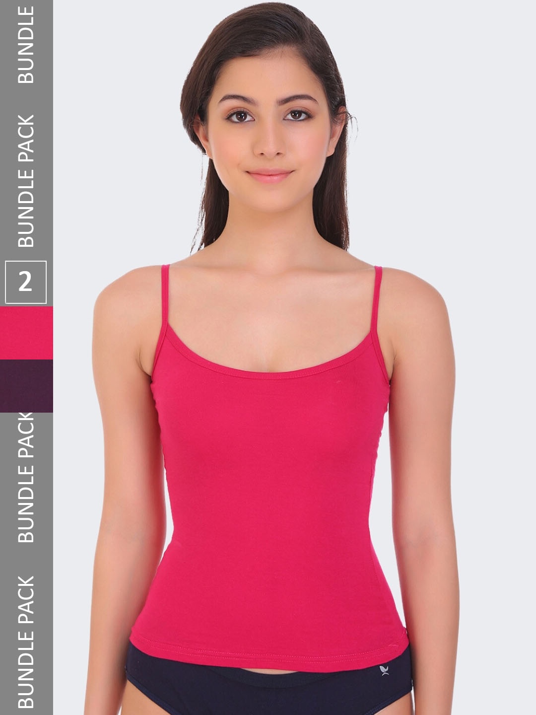 

POOJA RAGENEE Pack of 2 Pure Cotton Non Padded Camisole, Magenta