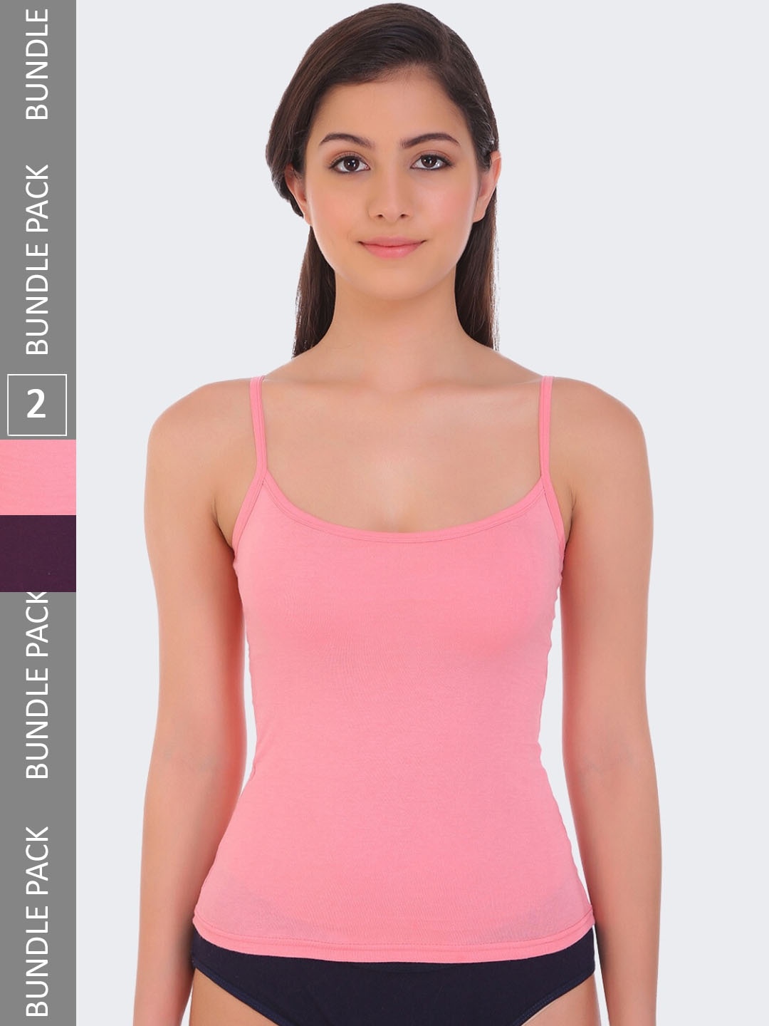 

POOJA RAGENEE Pack of 2 Pure Cotton Non Padded Camisole, Pink