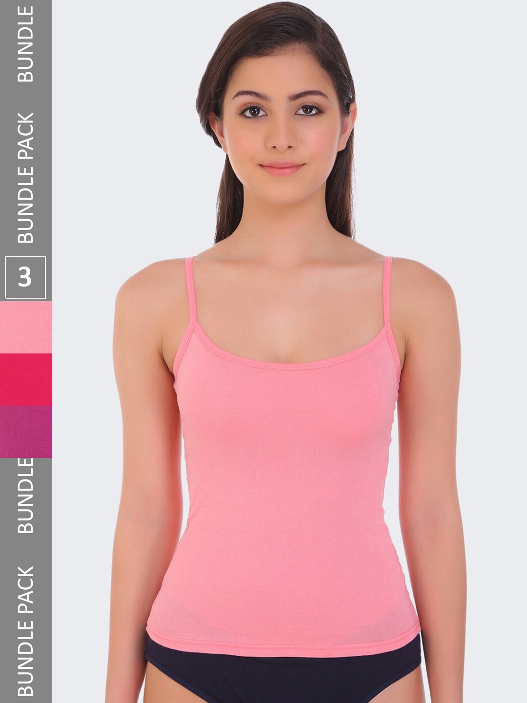 

POOJA RAGENEE Pack of 3 Non Padded Pure Cotton Camisole, Pink