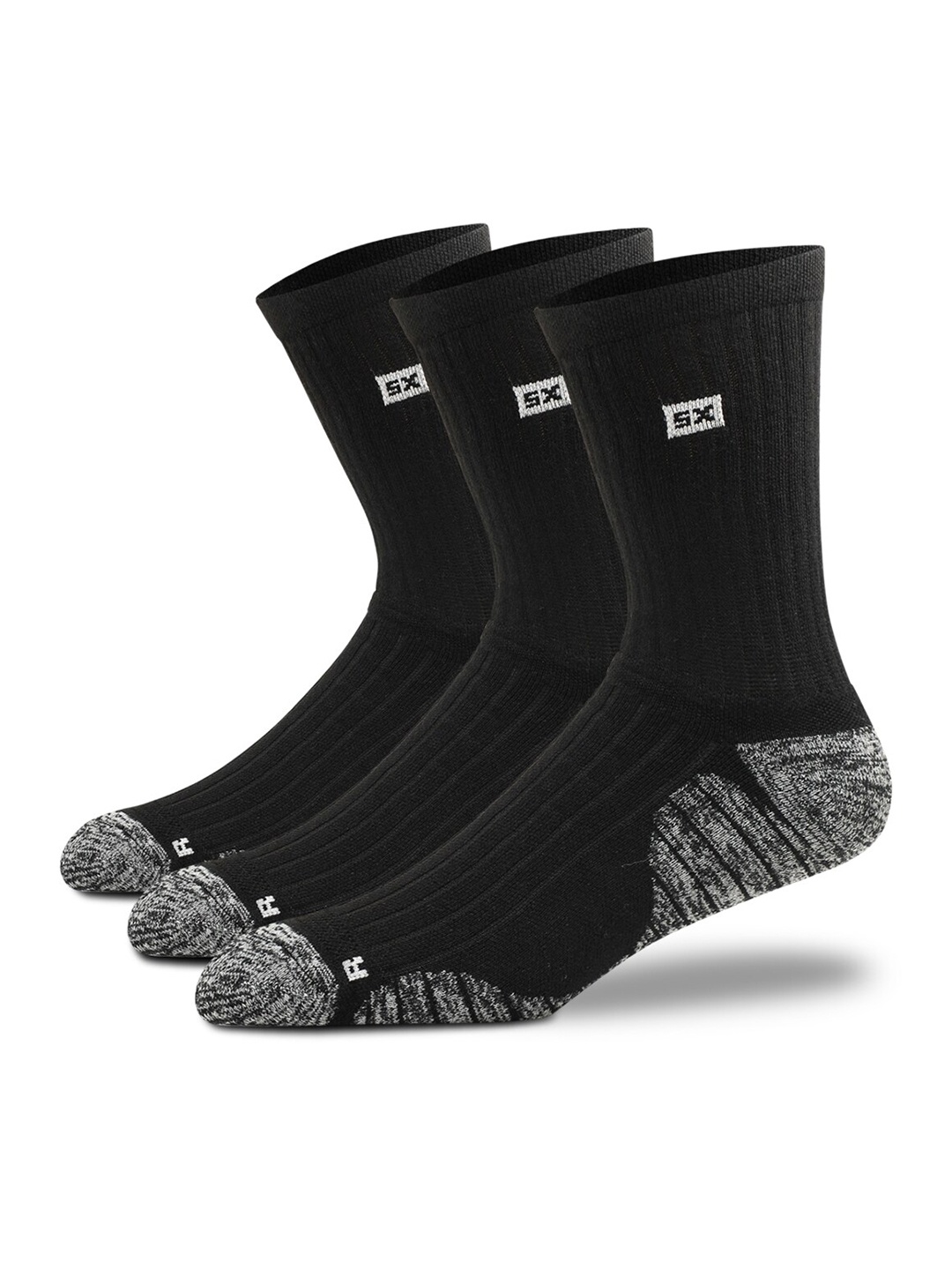 

Supersox Men Pack Of 3 Calf-Length Compression Cotton Cushion Socks, Black