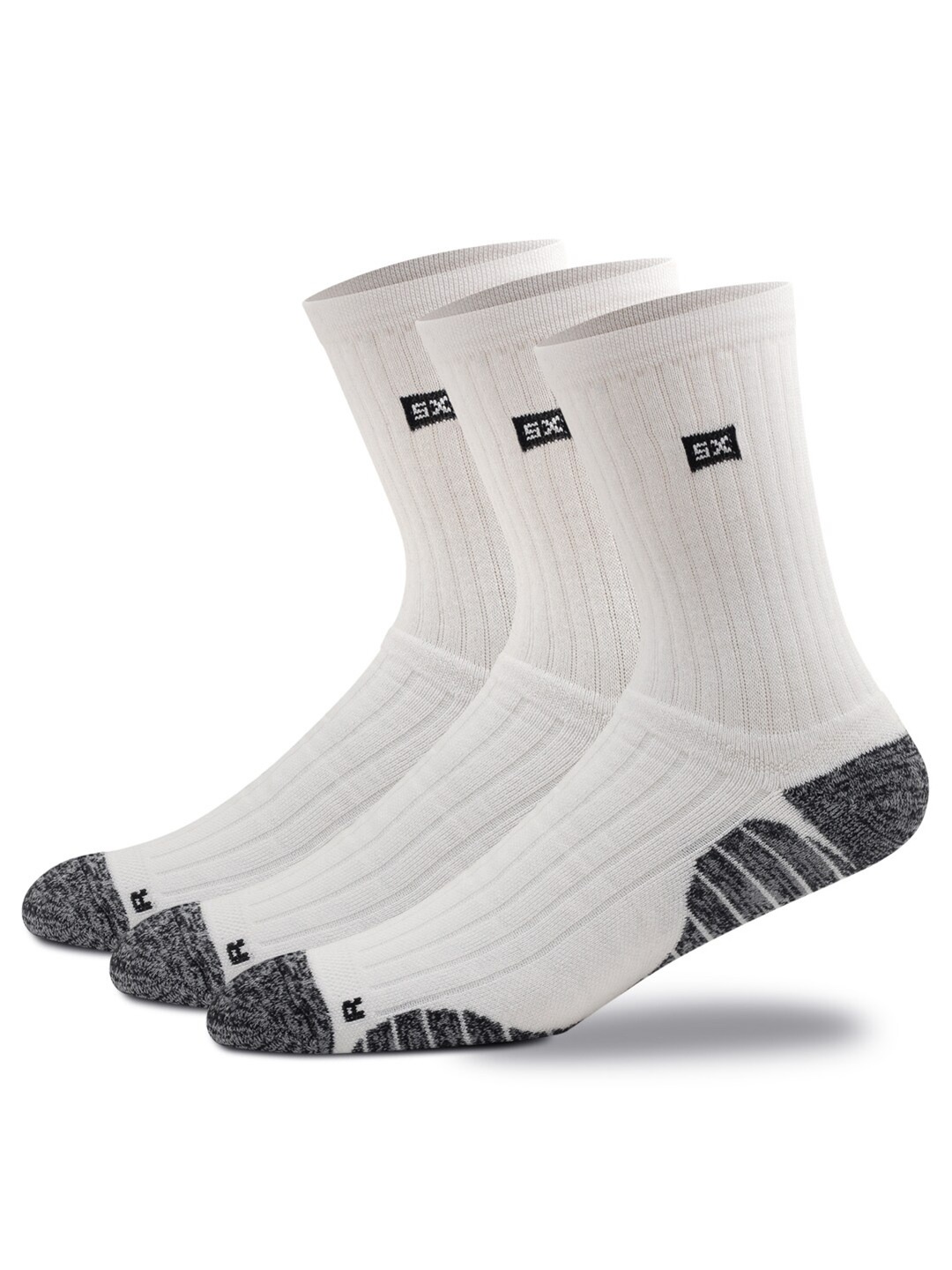 

Supersox Men Pack Of 3 Calf-Length Compression Cotton Cushion Socks, White