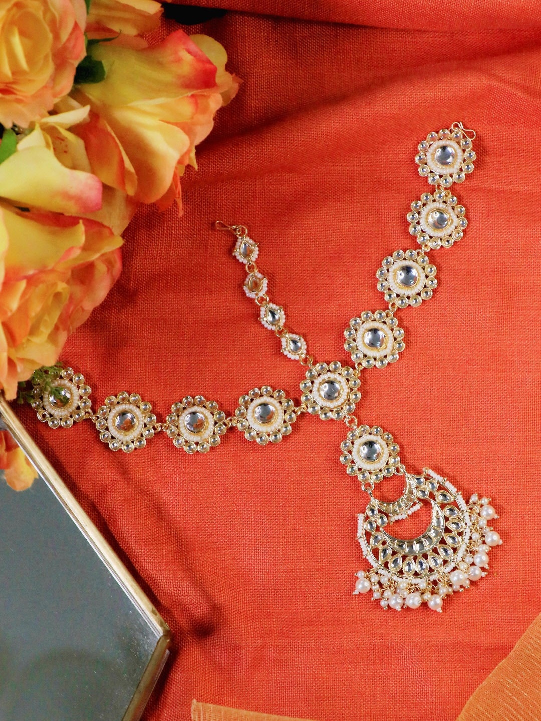 

Ishhaara Bridal Flower Sheesh Patti, Gold
