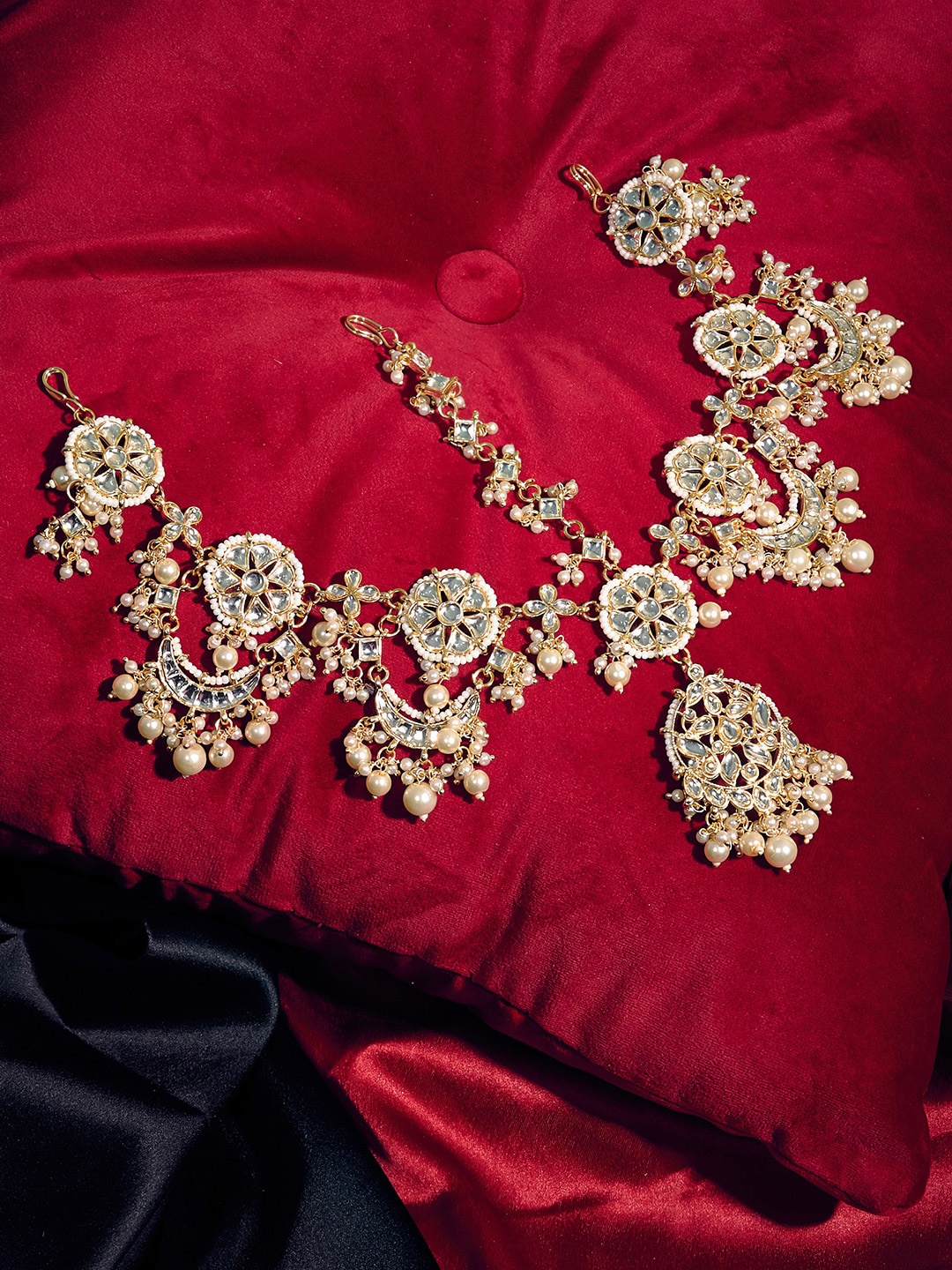 

Ishhaara Flower and Chand Motif Sheesh Phool, Gold