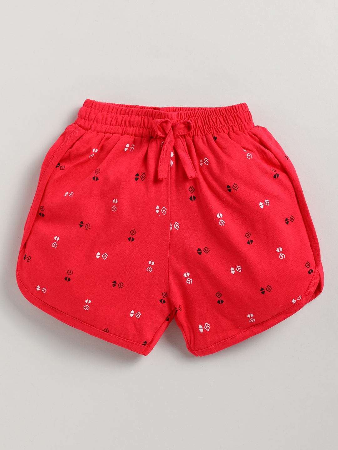 

Redden Girls Geometric Printed Mid-Rise Cotton Slim Fit Shorts, Red