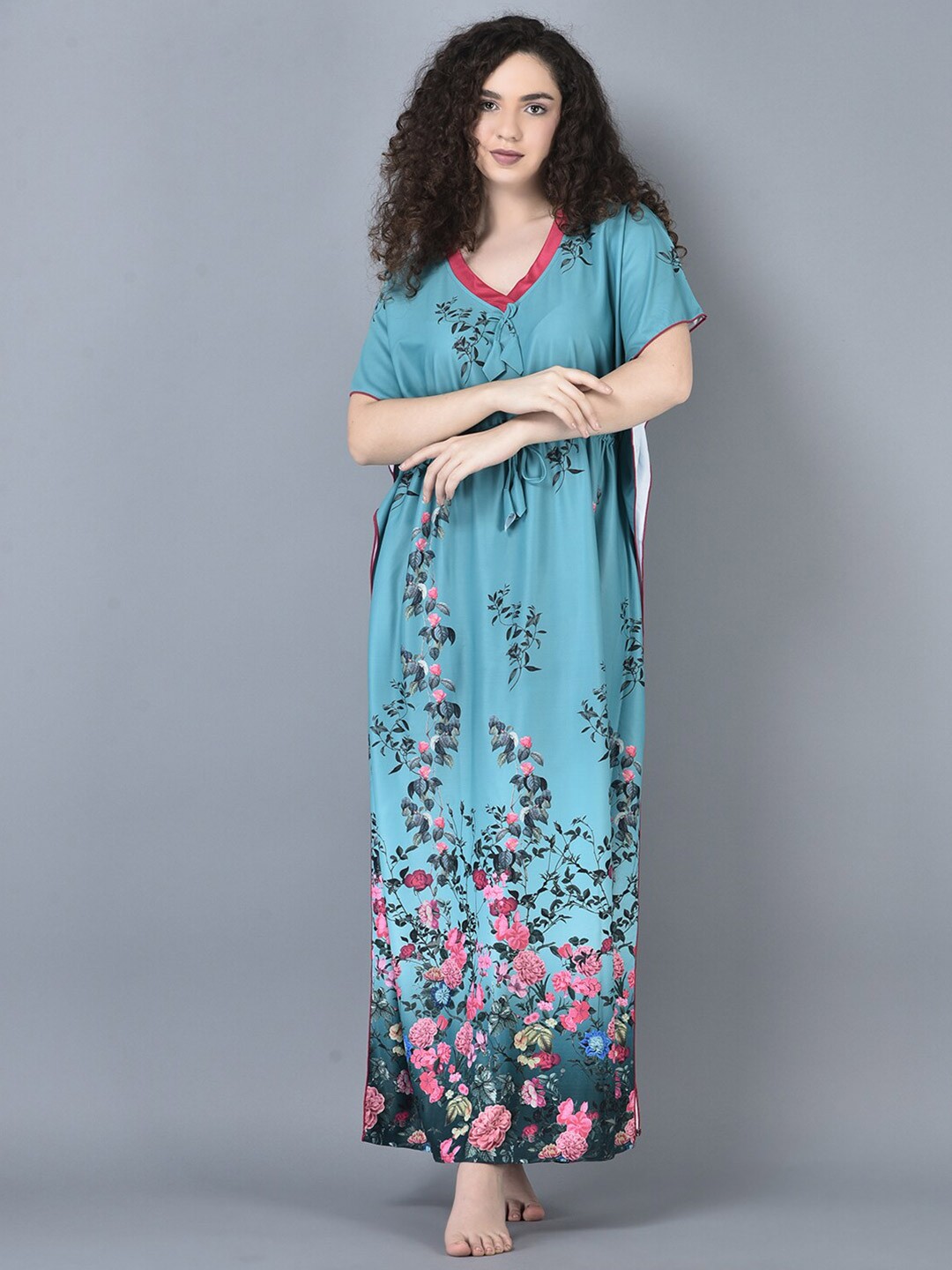 

Noty Floral Printed Maternity Kaftan Nightdress, Green