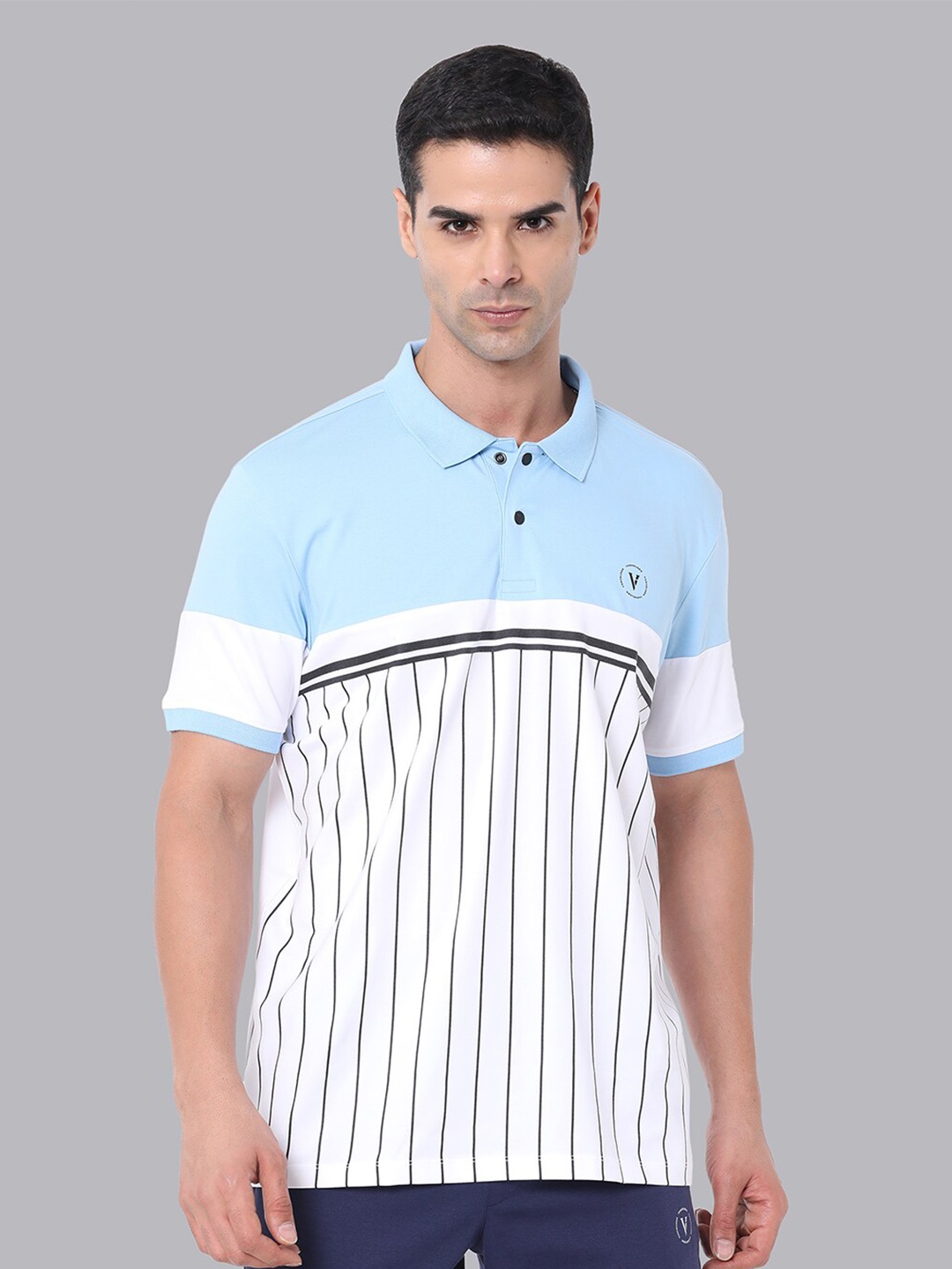 

Van Heusen Flex Men Striped Polo Collar T-shirt, White