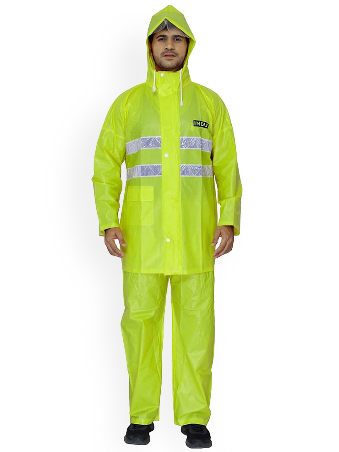 

THE CLOWNFISH Reflective Striped Leakproof Rain Suit, Green
