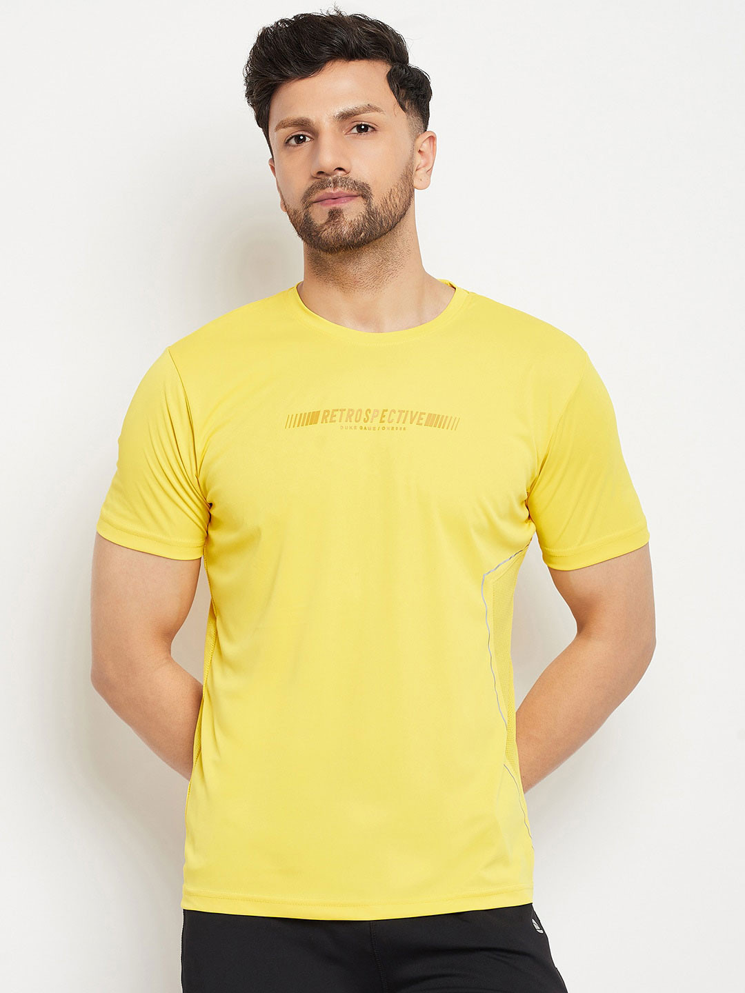 

Duke Typography Printed Training Or Gym Sports T-shirt, Yellow