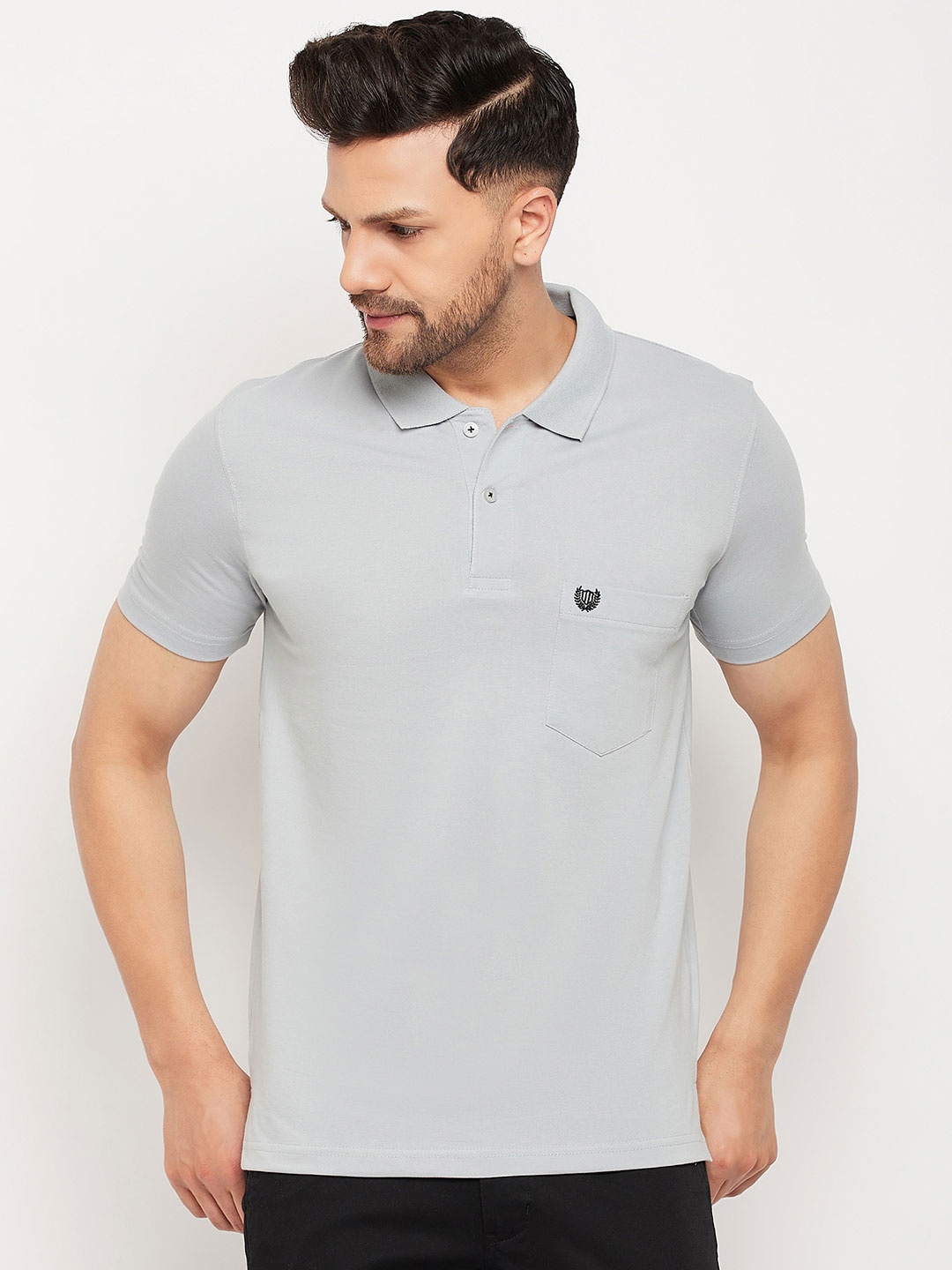 

Duke Polo Collar Cotton T-shirt, Grey