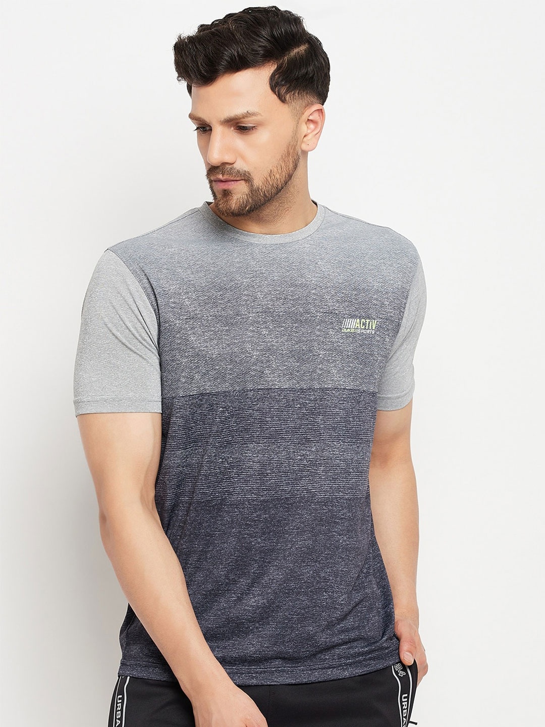 

Duke Round Neck Striped T-shirt, Grey