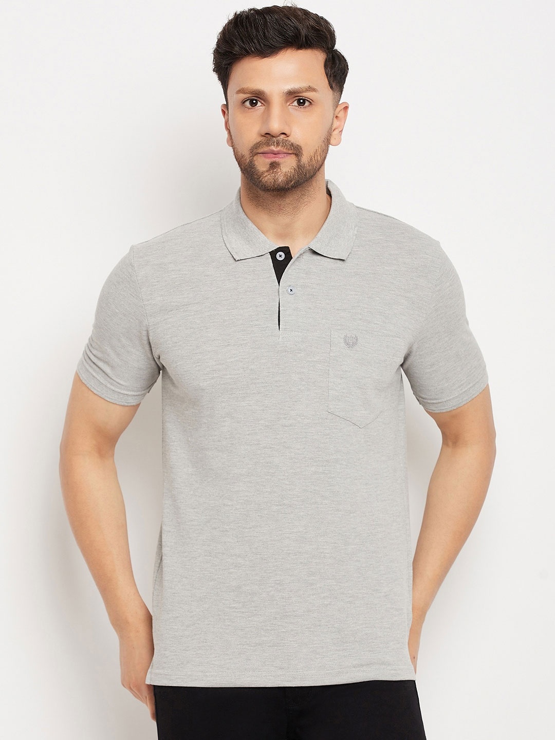 

Duke Polo Collar Cotton T-shirt, Grey melange