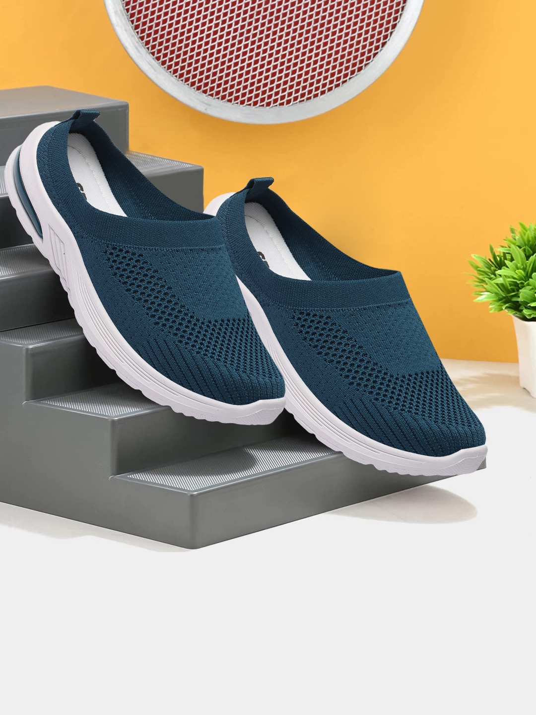 

RINDAS Women Woven Design Light Weight Slip-On Sneakers, Teal
