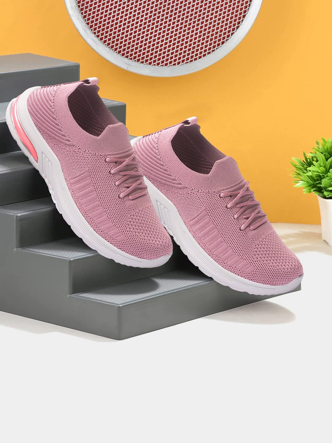 

RINDAS Women Woven Design Light Weight Sneakers, Pink