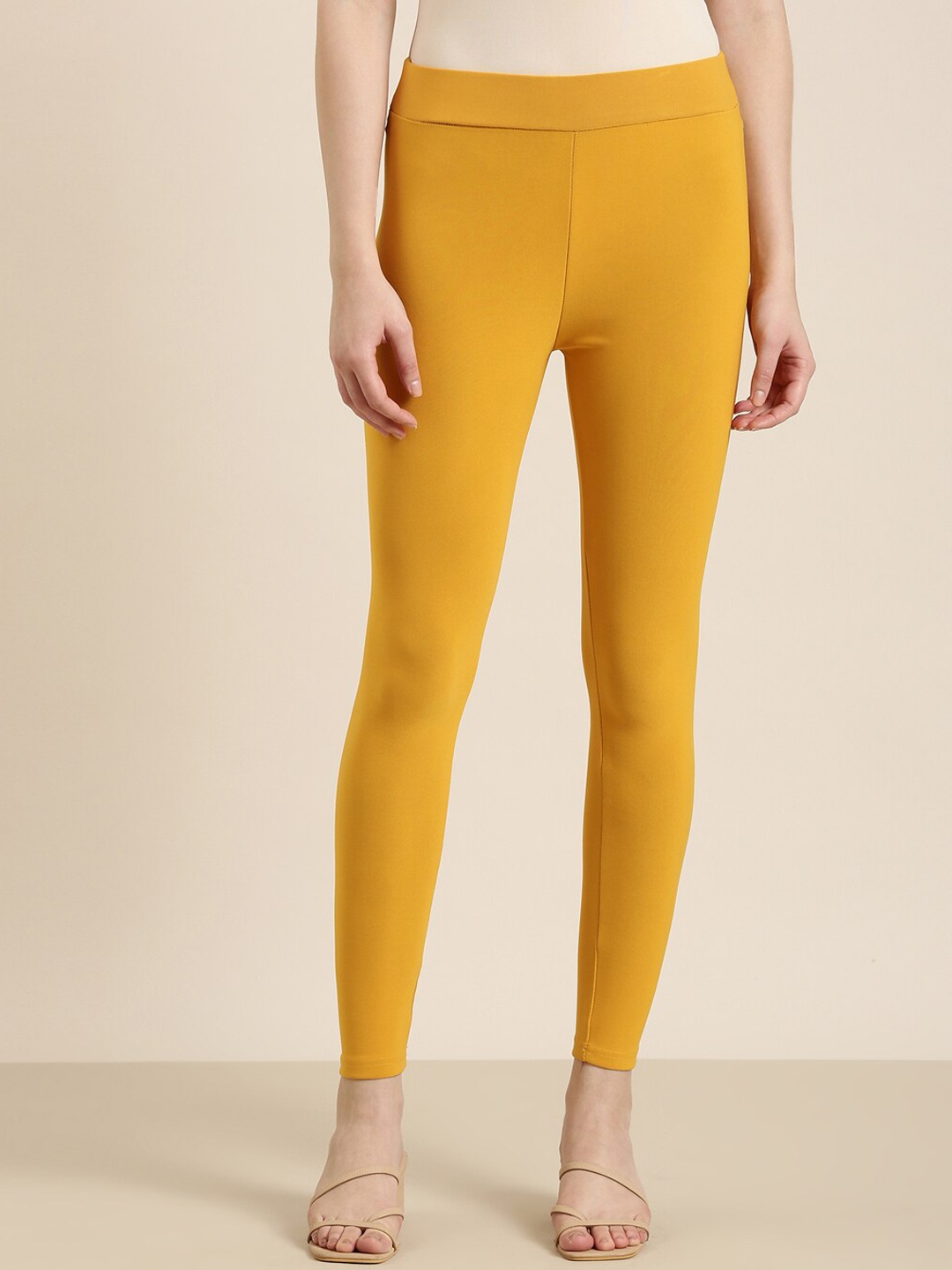 

SHOWOFF Ankle-Length Cotton Leggings, Mustard