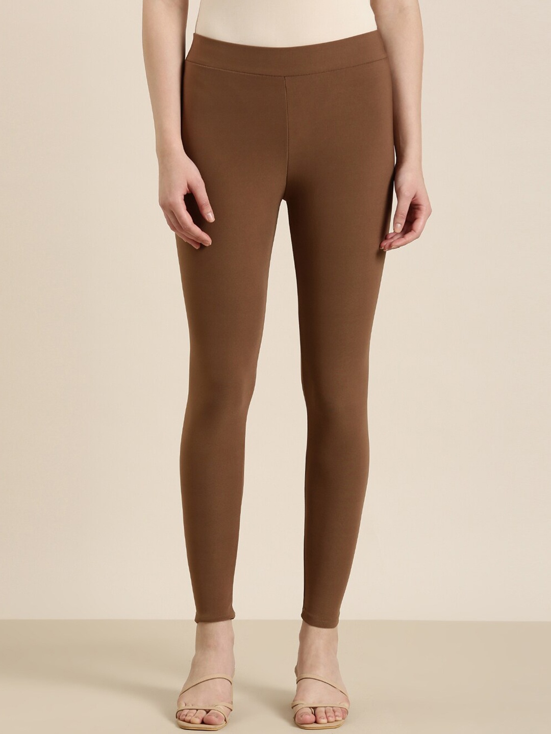 

SHOWOFF Ankle-Length Cotton Leggings, Coffee brown