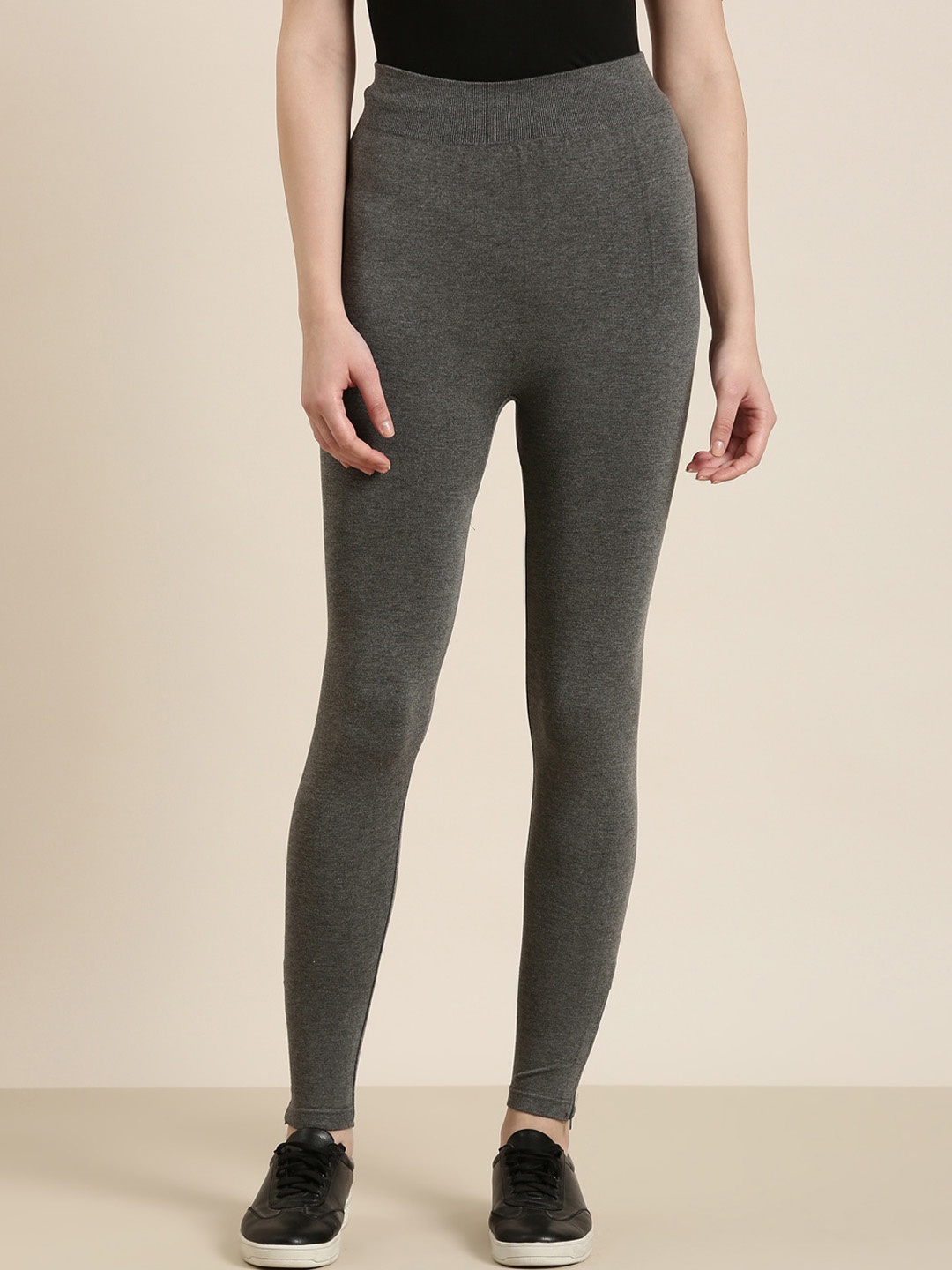 

SHOWOFF Ankle-Length Cotton Leggings, Grey