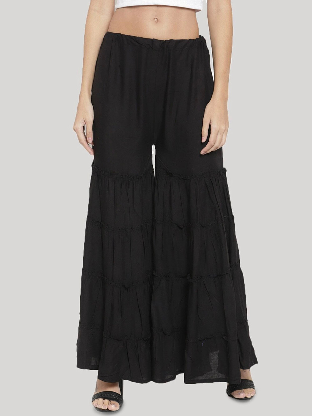 

BCZ Style Women Flared Ethnic Sharara, Black