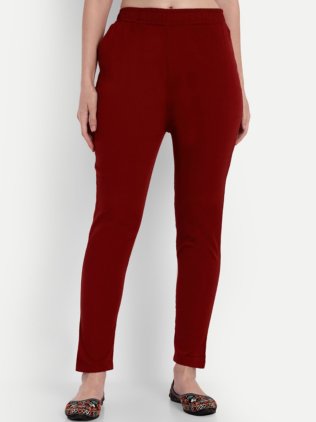 

BCZ Style Women Comfort Slim Fit Trousers, Maroon