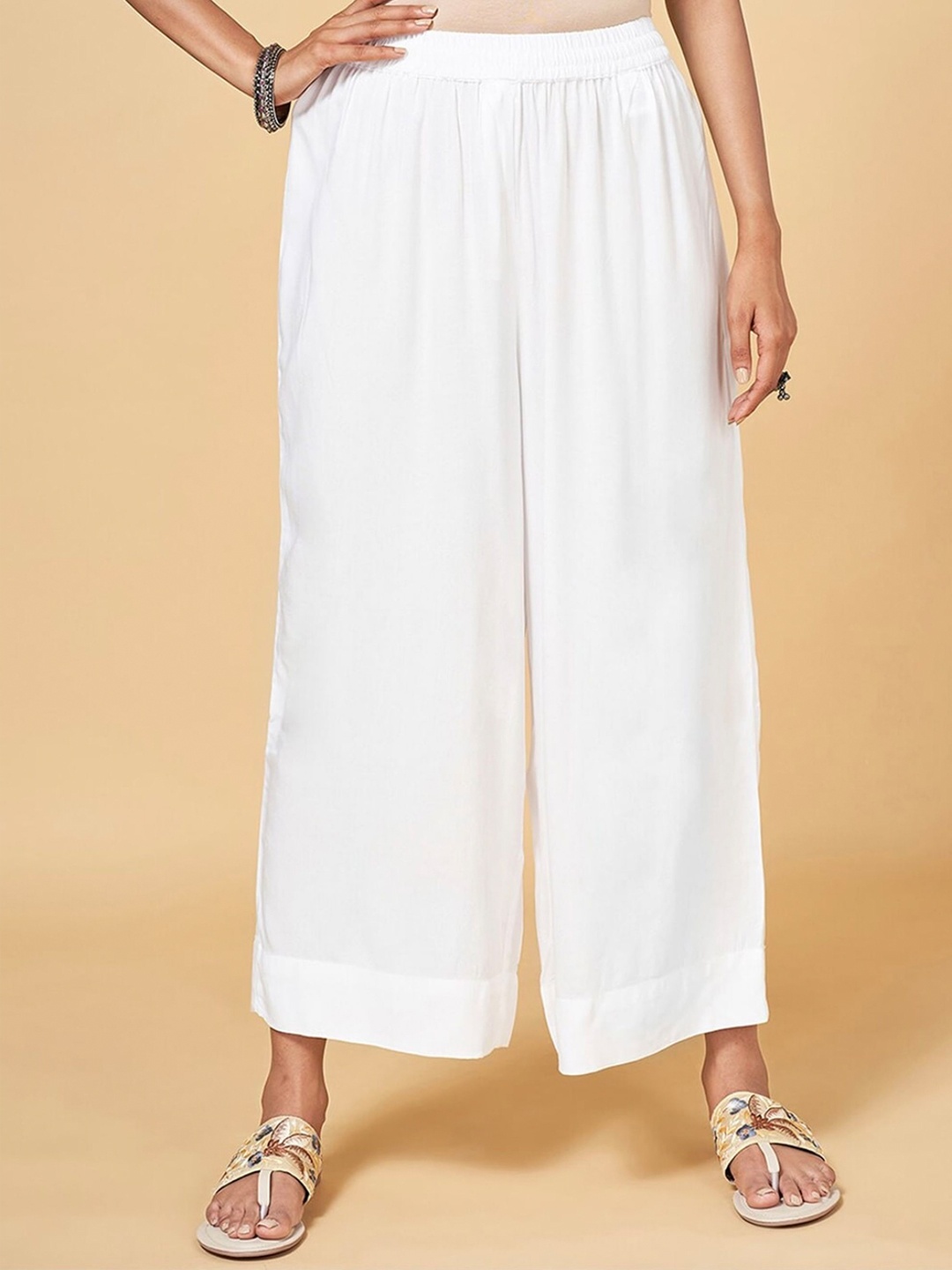

BCZ Style Women Flared Ethnic Palazzos, White