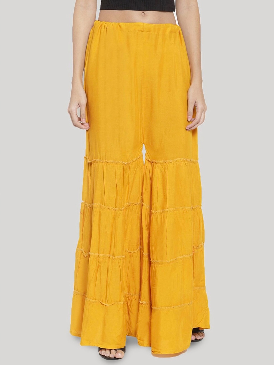 

BCZ Style Women Flared Ethnic Sharara, Yellow