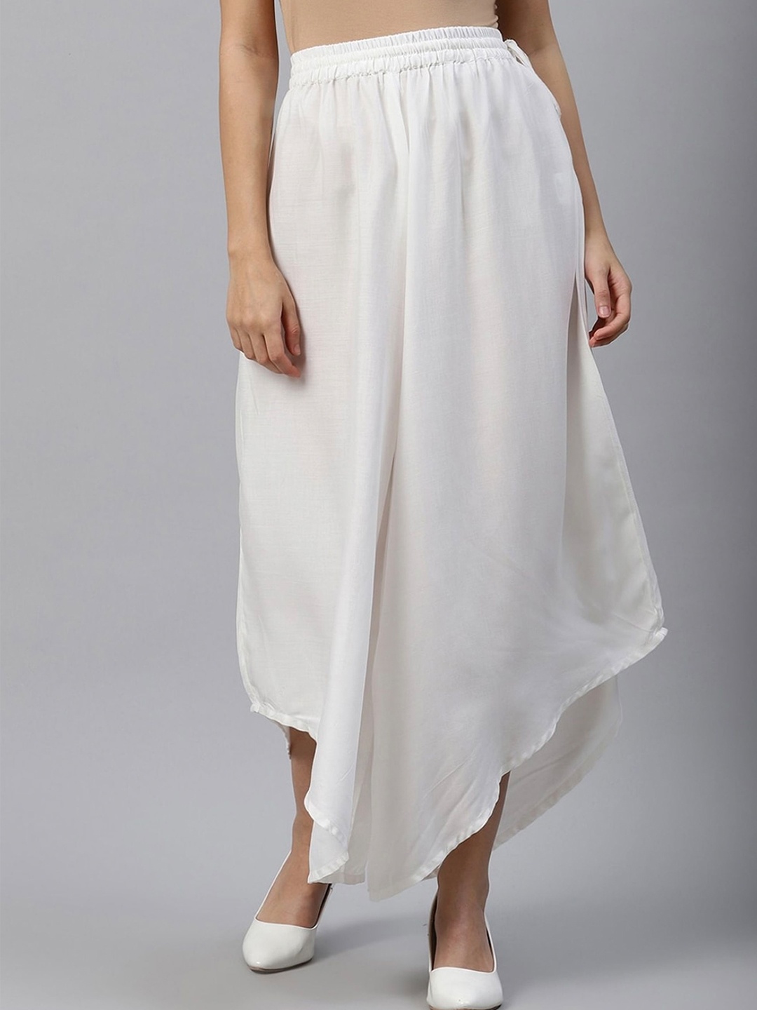 

BCZ Style Women Flared High-Low Hem Palazzos, White