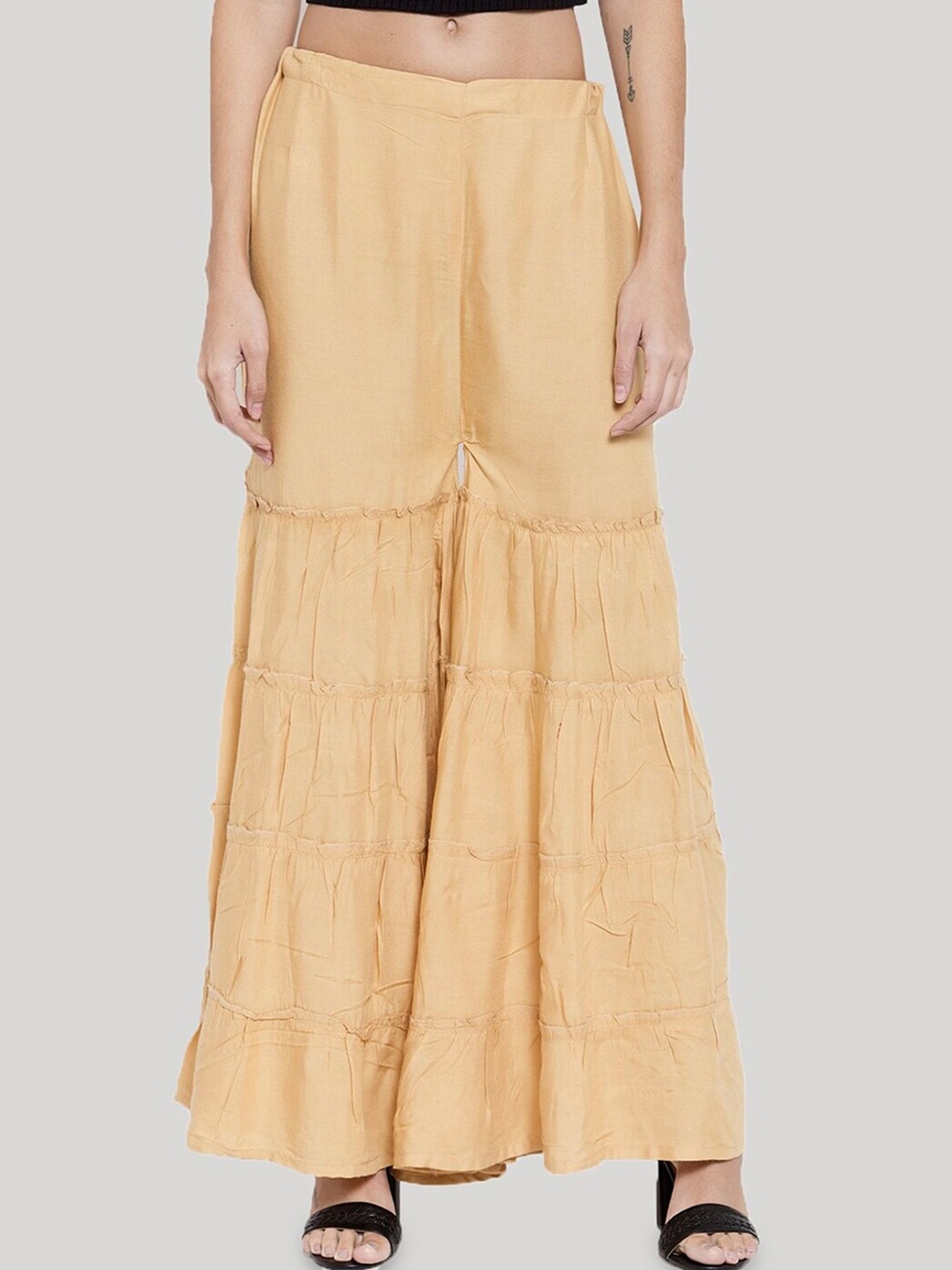 

BCZ Style Women Flared Ethnic Sharara, Gold