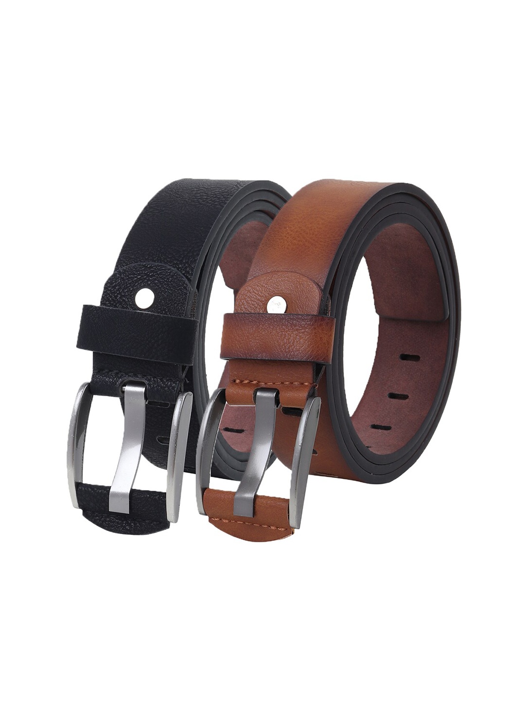

The Roadster Lifestyle Co. Men Pack Of 2 Black & Brown Textured Belts