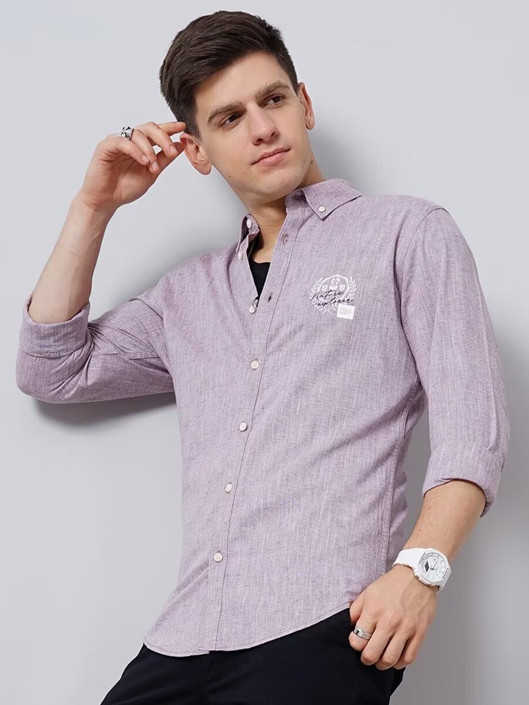 

British Club Smart Slim Fit Pure Cotton Casual Shirt, Lavender