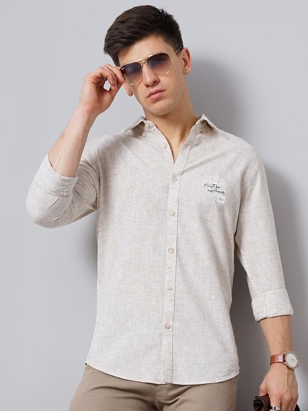 

British Club Smart Slim Fit Pure Cotton Casual Shirt, Off white