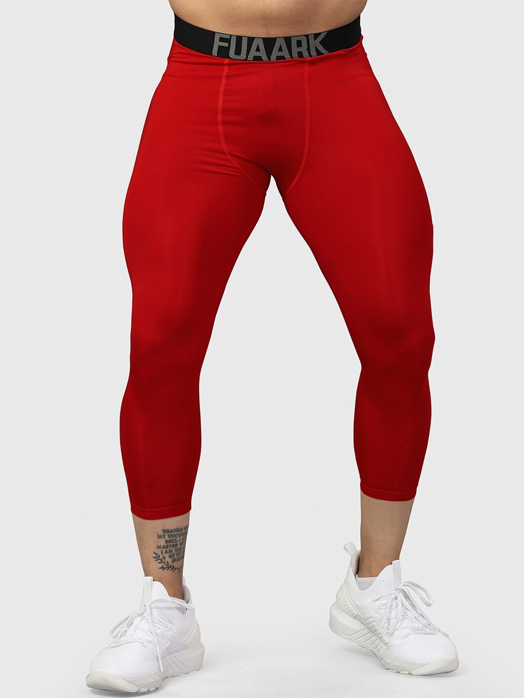 

FUAARK Men Slim-Fit Cropped-Length Gym Tights, Red
