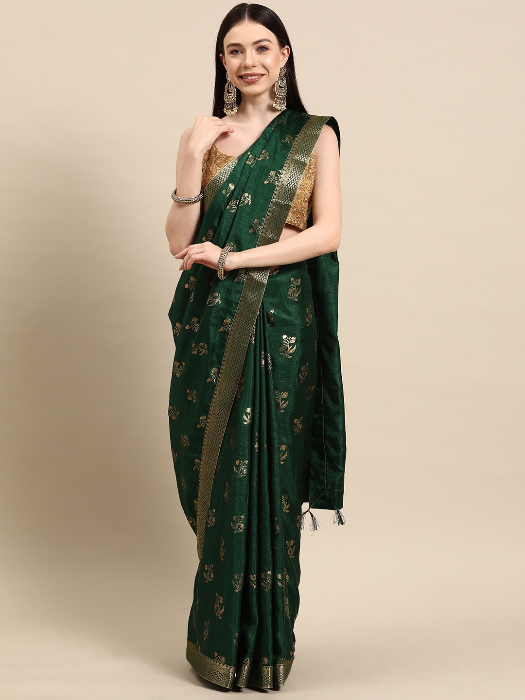 

Libas Floral Printed Saree, Green