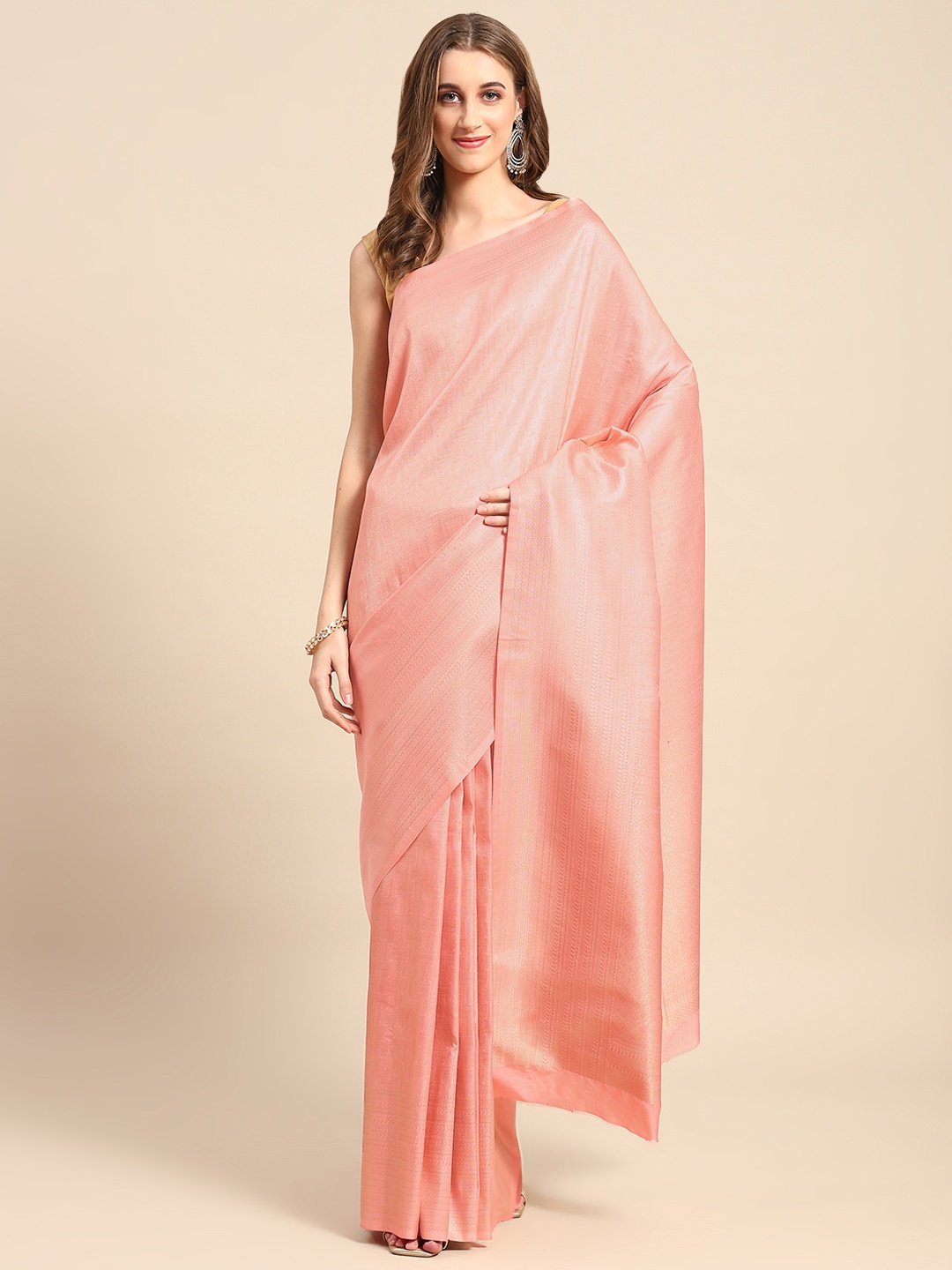 

Libas Woven Design Brocade Saree, Peach