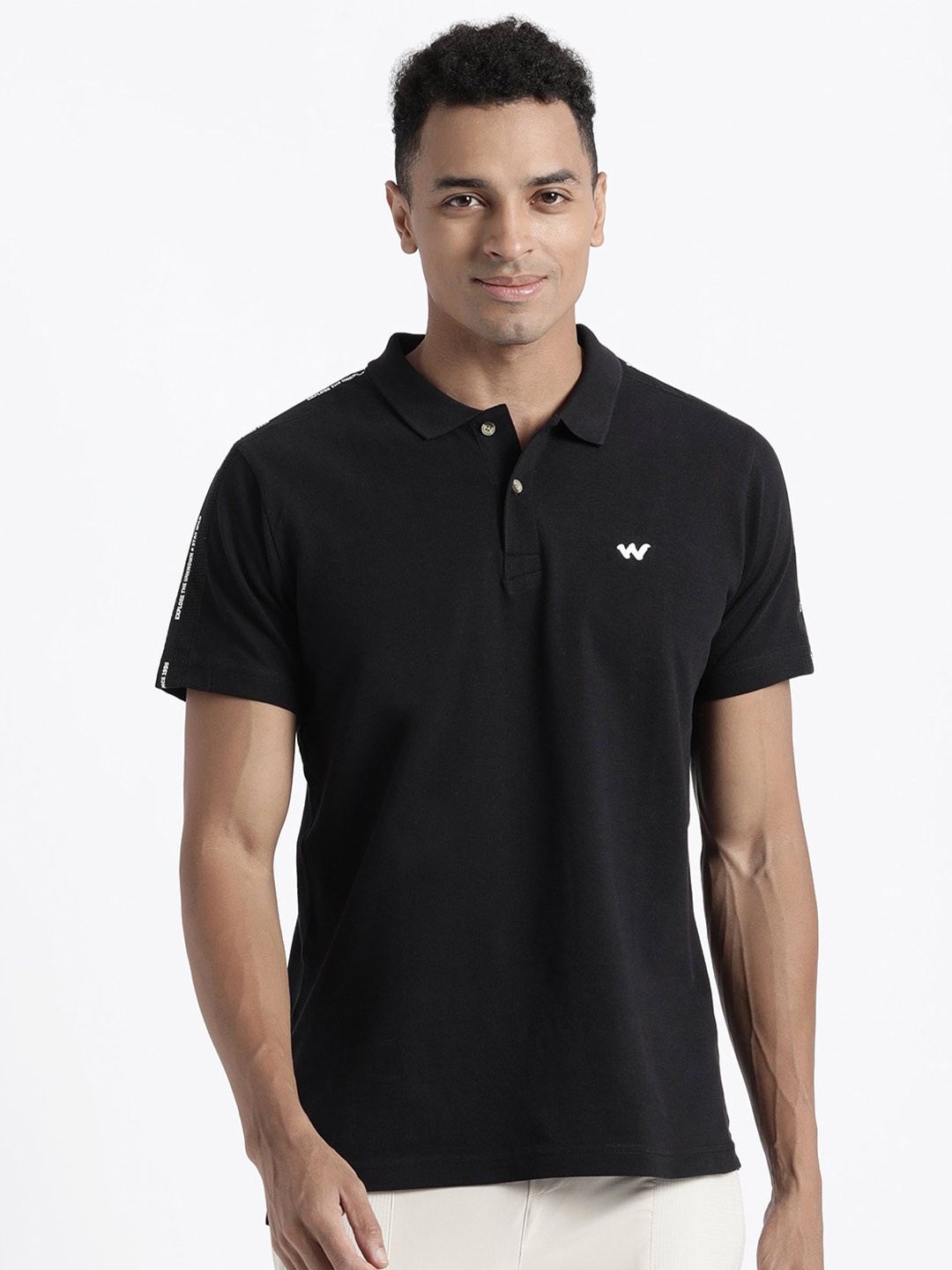 

Wildcraft Polo Collar Rapid-Dry Regular Fit Pure Cotton T-shirt, Black