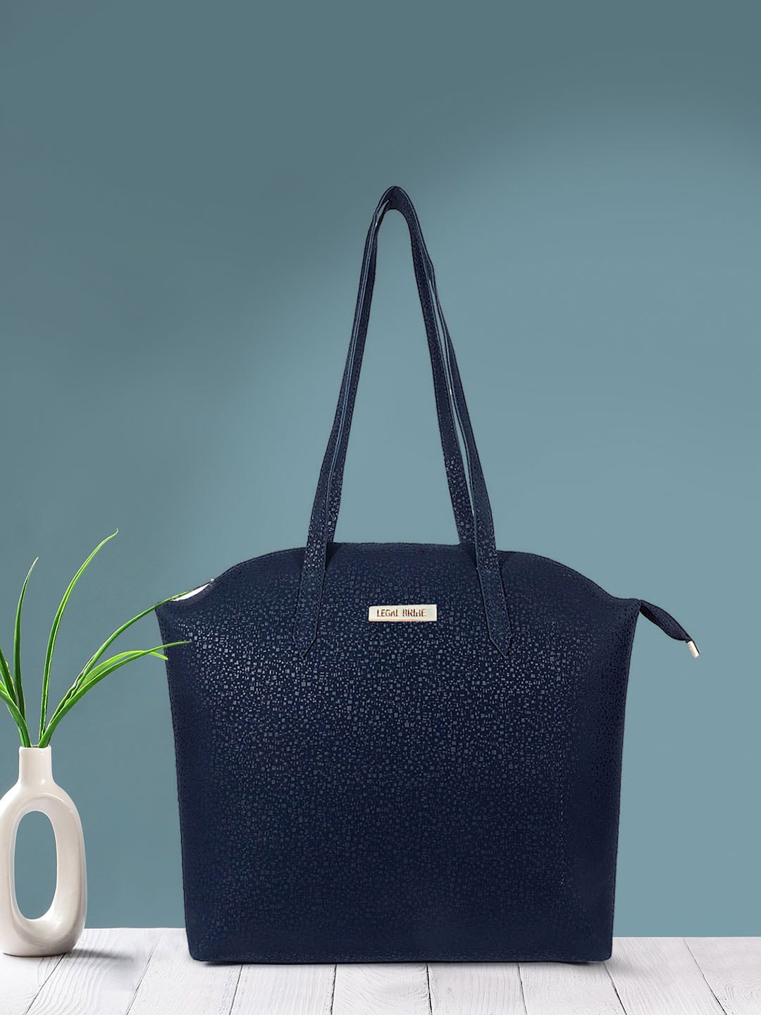 

LEGAL BRIBE Textured PU Structured Shoulder Bag, Blue