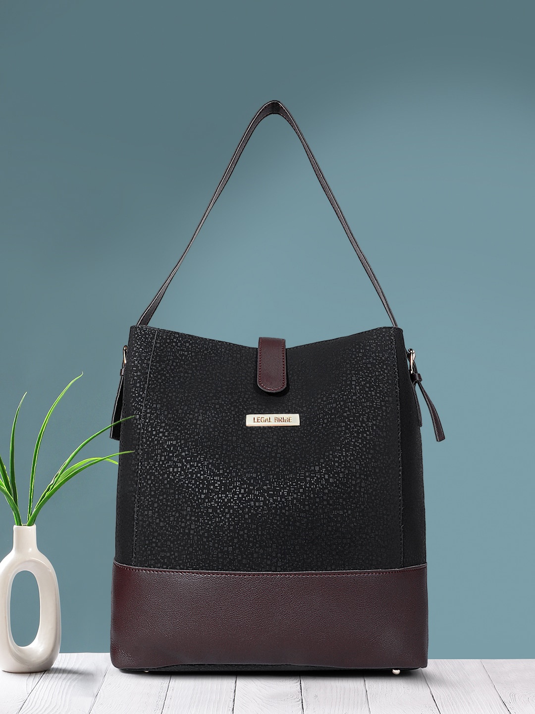 

LEGAL BRIBE Textured Structured Handheld Bag, Black