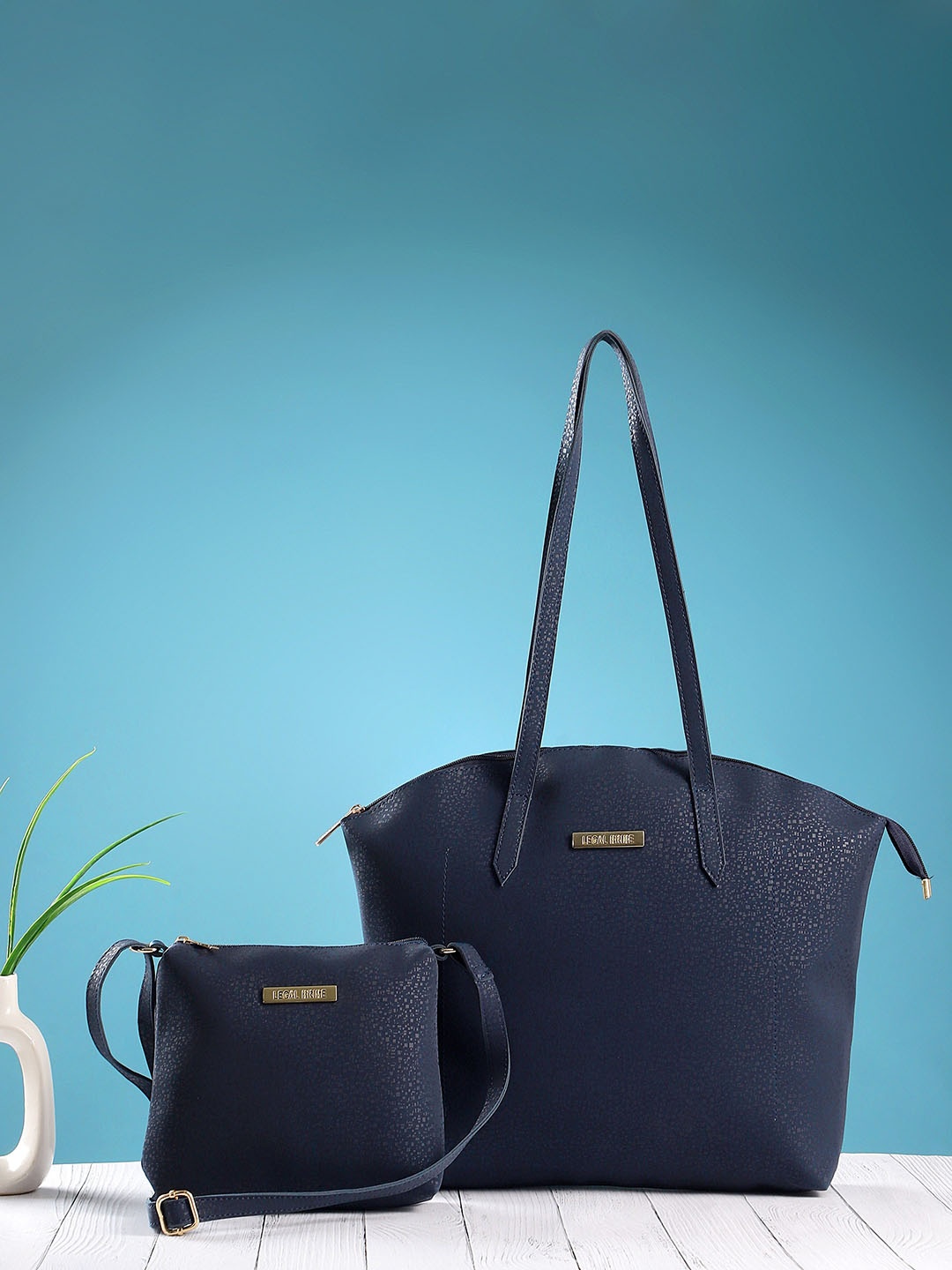 

LEGAL BRIBE Set Of 2 Structured Shoulder Bag & Sling Bag, Blue