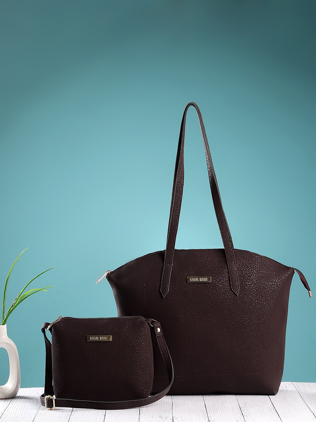 

LEGAL BRIBE Set Of 2 Structured Shoulder Bag & Sling Bag, Brown