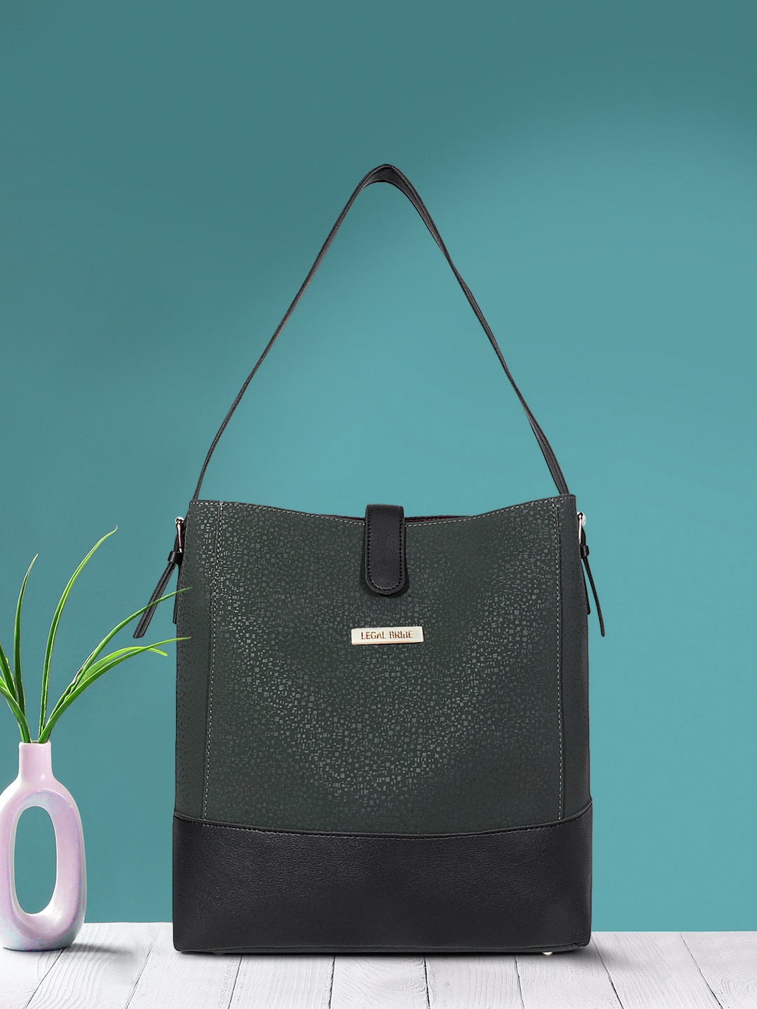 

LEGAL BRIBE Textured PU Water Resistant Structured Handheld Bag, Olive