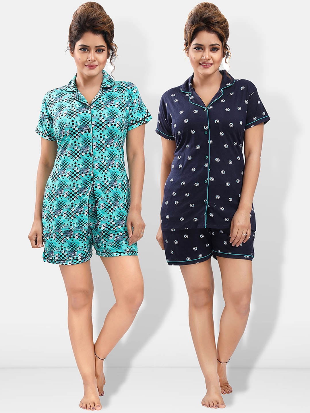 

Be You Pack Of 2 Conversational Printed Night Suit, Black
